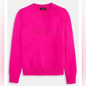 CHARTER CLUB Luxury 100% Cashmere Hot Pink Lover Sweater MEDIUM